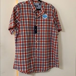 Orange Plaid Izod button down shirt for men